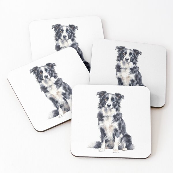 Item preview, Beautiful Border Collie Portrait – Watercolor Dog Art with Heterochromia Eyes designed and sold by TeeBeeDesigns.