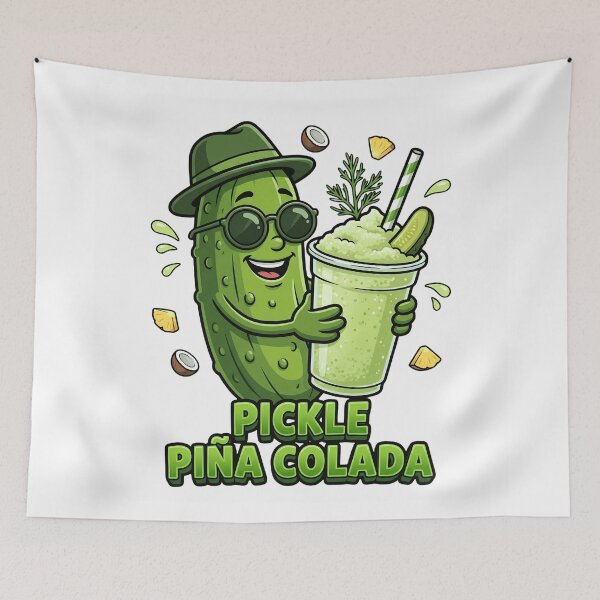 Item preview, Funny Pickle Piña Colada Cartoon designed and sold by Basma Designs | Retro, Kawaii Shirts & Stickers.