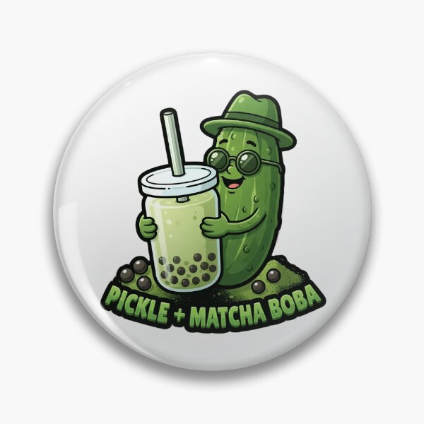 Item preview, Pickle + Matcha Boba – Funny Cute Pickle Character designed and sold by Basma Designs | Retro, Kawaii Shirts & Stickers.