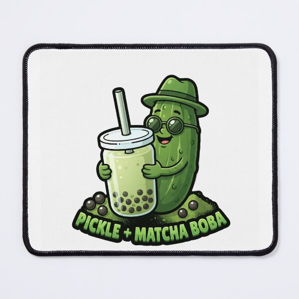 Item preview, Pickle + Matcha Boba – Funny Cute Pickle Character designed and sold by Basma Designs | Retro, Kawaii Shirts & Stickers.