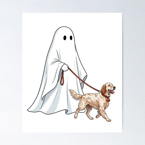 Item preview, English Setter Ghost Walking Dog Halloween Spooky Dog Mom Orange Belton Bird Dog Fall Humor designed and sold by raedattia.