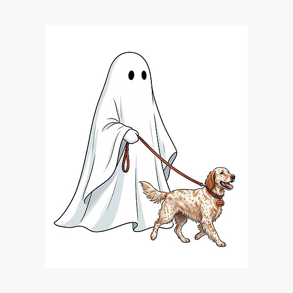 Item preview, English Setter Ghost Walking Dog Halloween Spooky Dog Mom Orange Belton Bird Dog Fall Humor designed and sold by raedattia.
