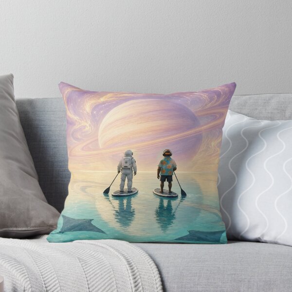 Item preview, Dawn Paddle - DJ Seldon and an Astronaut Paddleboarding Beneath a Giant Ringed Planet designed and sold by KGOart.