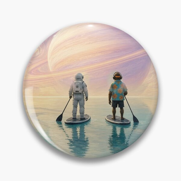 Item preview, Dawn Paddle - DJ Seldon and an Astronaut Paddleboarding Beneath a Giant Ringed Planet designed and sold by KGOart.