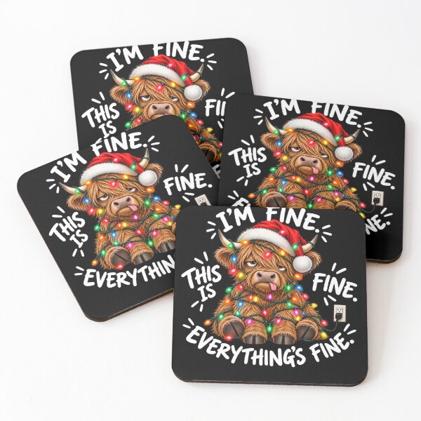 Item preview, I’m Fine This Is Fine Everything’s Fine Highland Cow Christmas designed and sold by will freed18.