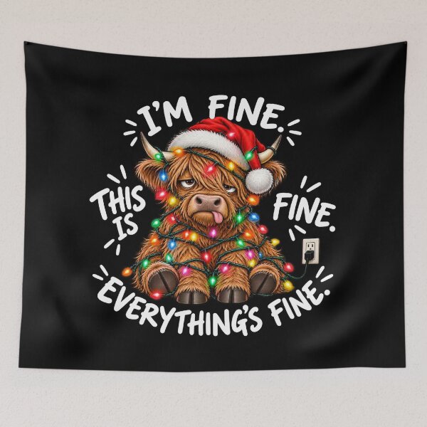 Item preview, I’m Fine This Is Fine Everything’s Fine Highland Cow Christmas designed and sold by will freed18.