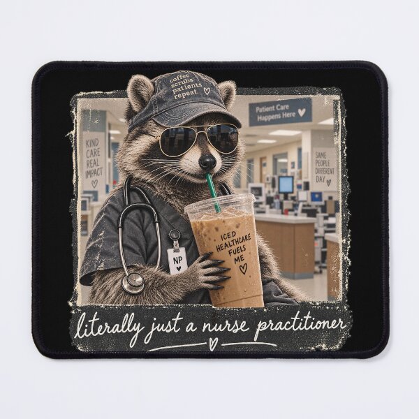 Item preview, Copy of Literally Just a Nurse Practitioner Funny Raccoon Coffee designed and sold by will freed18.