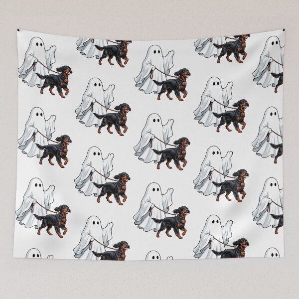Item preview, Gordon Setter Ghost Walking Dog Halloween Spooky Dog Mom Black and Tan Setter Fall Humor designed and sold by raedattia.