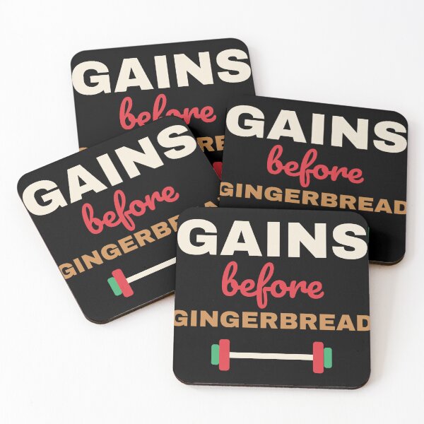 Item preview, Gains Before Gingerbread Gym Christmas Shirt designed and sold by The Spare Mitten.