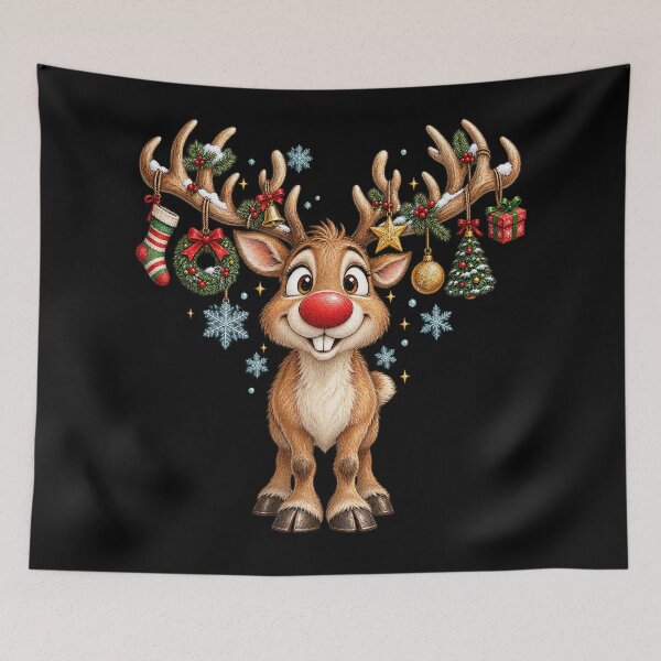 Item preview, Funny Christmas Reindeer With Ornament Antlers designed and sold by will freed18.