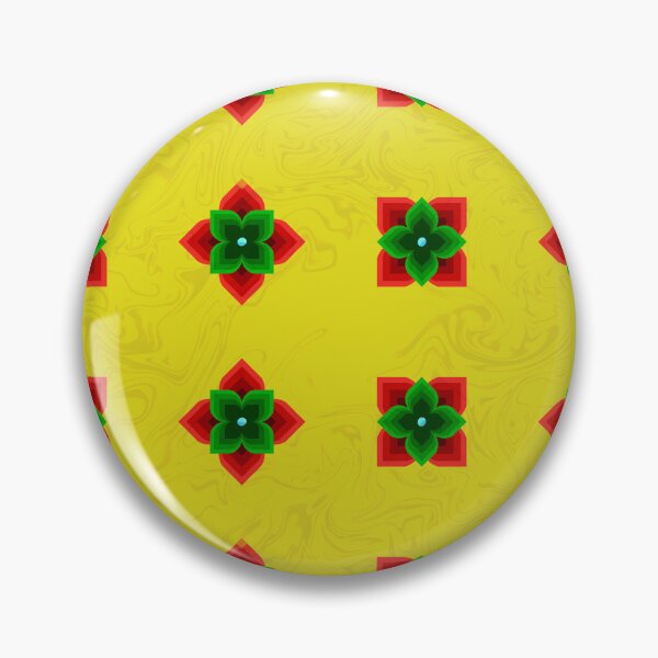 Item preview, Red, Green & Yellow Geometric Floral Seamless Pattern – Bold Retro Abstract Digital Design designed and sold by martinspixs.