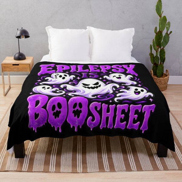 Item preview, Funny Epilepsy Is Boo Sheet Halloween Cute Purple Ghost Awareness Humor designed and sold by JustBeStylish.