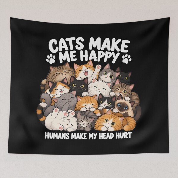 Item preview, Cats Make Me Happy Humans Make My Head Hurt Funny Cat Lover designed and sold by will freed18.