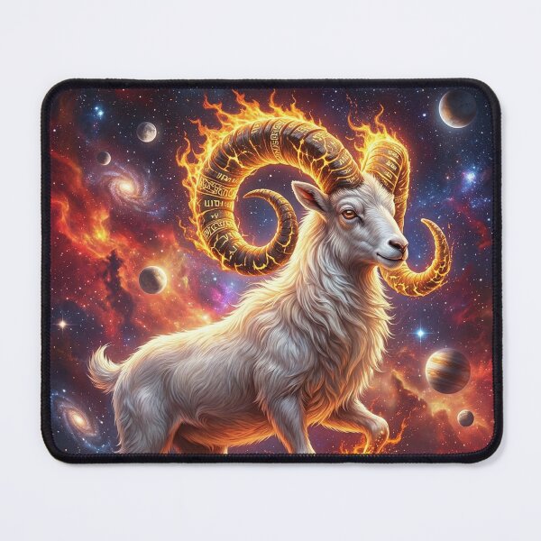 Item preview, Aries Ram - Fiery Zodiac Fantasy Art with Cosmic Galaxy designed and sold by Lucid Dream Pixel.