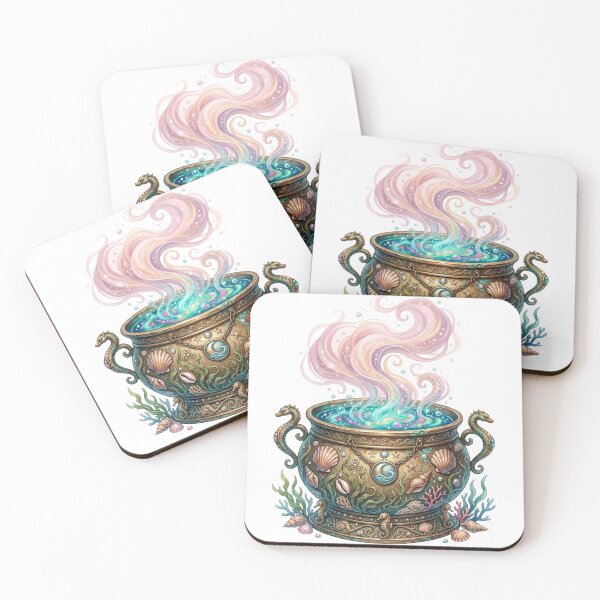 Item preview, Ocean Witch Cauldron | Magical Coastal Watercolor Fantasy Art designed and sold by HelgaCraftery.