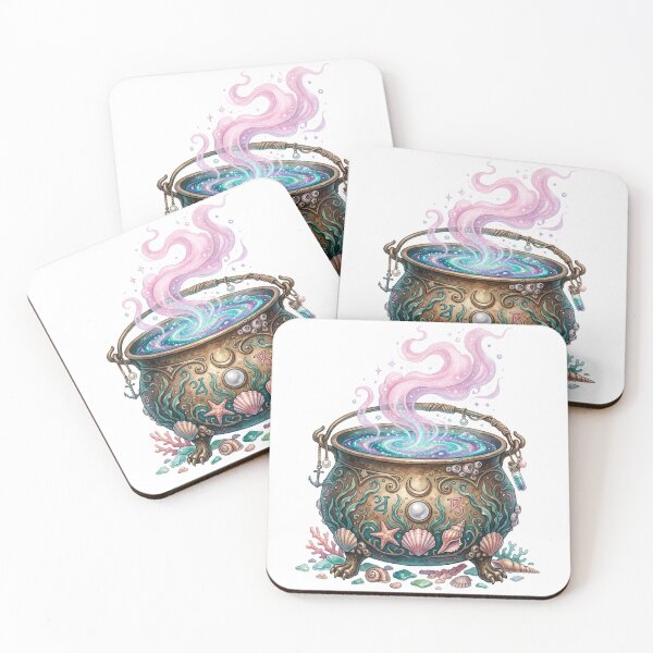 Item preview, Ocean Witch Cauldron | Magical Coastal Watercolor Fantasy Art designed and sold by HelgaCraftery.