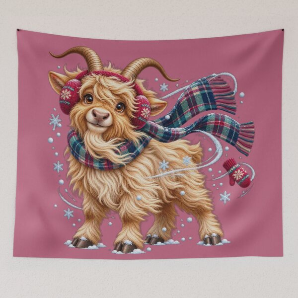 Item preview, Funny Scottish Highland Goat in Winter Wind designed and sold by MaedK.
