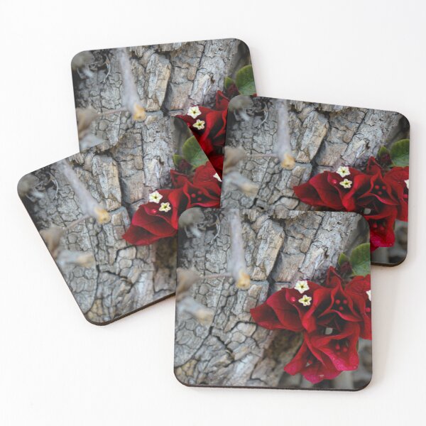Item preview, Organic Contrast: Red Bougainvillea on Rustic Wood designed and sold by Raccoon-CatART.