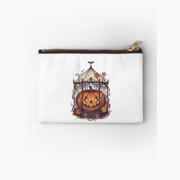 Item preview, Jack-o’-Lantern in Gothic Greenhouse with Bat, Autumn Leaves and Mushrooms | Cozy Spooky Halloween Art designed and sold by stillhereworks.