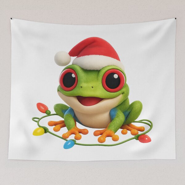 Item preview, Joyful Red-Eyed Tree Frog Christmas designed and sold by Sillytoe.