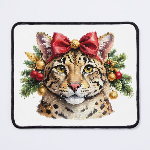 Item preview, Stained Glass Leopard Christmas Portrait designed and sold by BetweenForms.