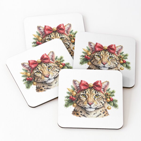 Item preview, Stained Glass Leopard Christmas Portrait designed and sold by BetweenForms.