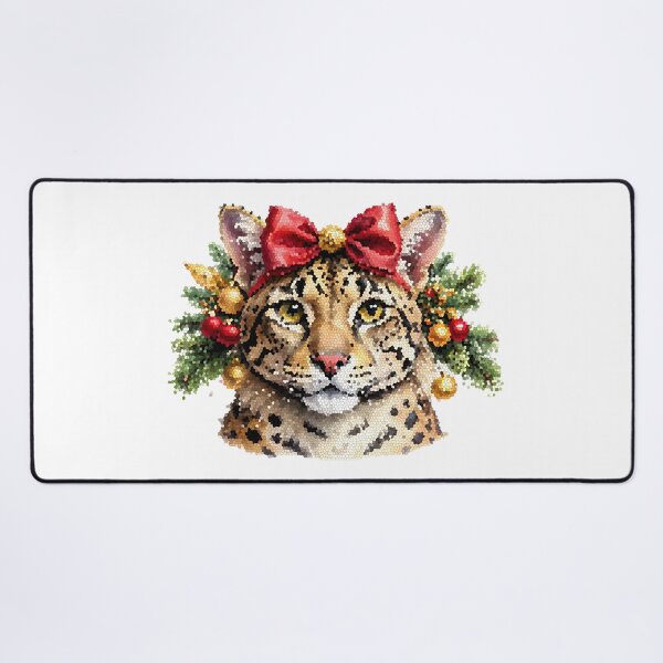 Item preview, Stained Glass Leopard Christmas Portrait designed and sold by BetweenForms.