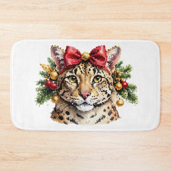 Item preview, Stained Glass Leopard Christmas Portrait designed and sold by BetweenForms.