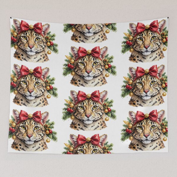 Item preview, Stained Glass Leopard Christmas Portrait designed and sold by BetweenForms.