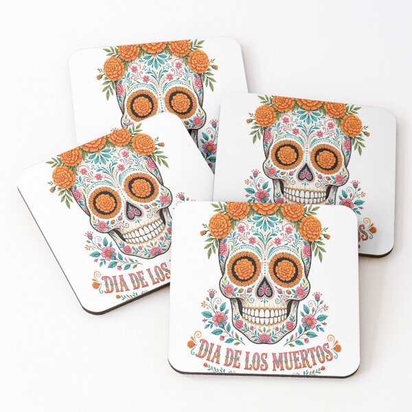 Item preview, Dia de los Muertos Sugar Skull Marigold Floral T-Shirt designed and sold by EverydayBadge.