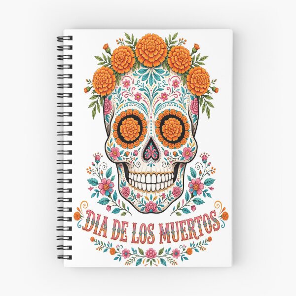 Item preview, Dia de los Muertos Sugar Skull Marigold Floral T-Shirt designed and sold by EverydayBadge.
