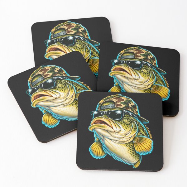 Item preview, Camouflage Bass Fisher Largemouth Lake Portrait Artwork designed and sold by Felinefinesse.