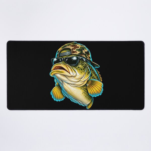 Item preview, Camouflage Bass Fisher Largemouth Lake Portrait Artwork designed and sold by Felinefinesse.
