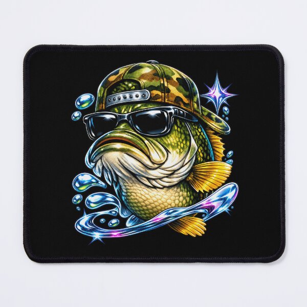 Item preview, Camouflage Bass Fisher Splashing Lake Portrait Artwork Style designed and sold by Felinefinesse.