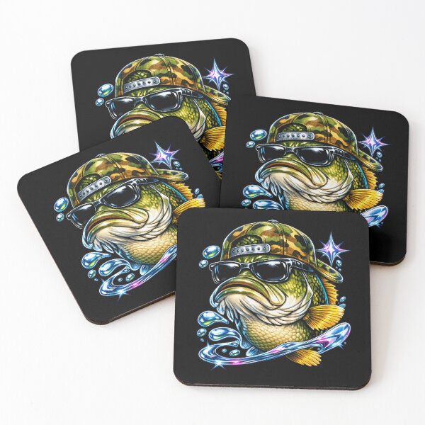 Item preview, Camouflage Bass Fisher Splashing Lake Portrait Artwork Style designed and sold by Felinefinesse.