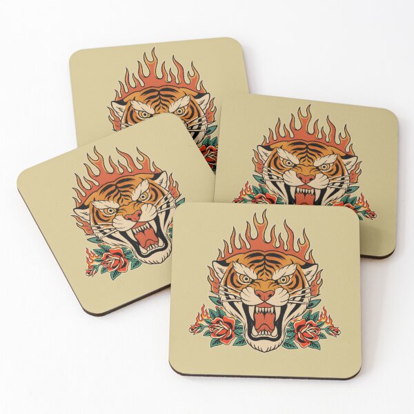Item preview, Fiery Tiger Tattoo Style Design designed and sold by joztees.