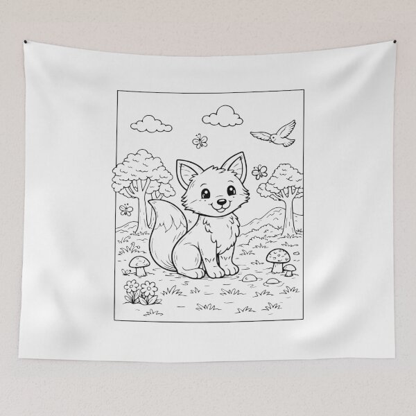 Item preview, Coloring book style print. Fox designed and sold by MS Production.