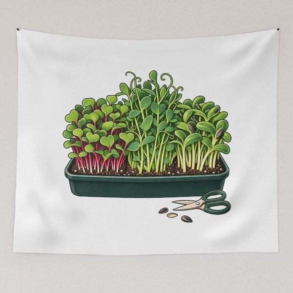 Item preview, Fresh Microgreens Harvest Tray Illustration designed and sold by Philippa Shop.