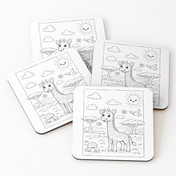 Item preview, Coloring book style print. Giraffe designed and sold by MS Production.