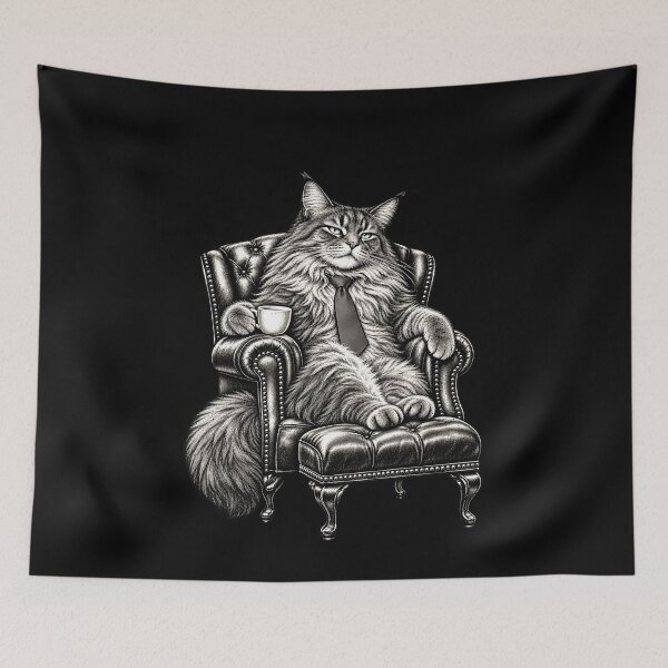 Item preview, Executive Cat Enjoying Coffee designed and sold by elderberry.