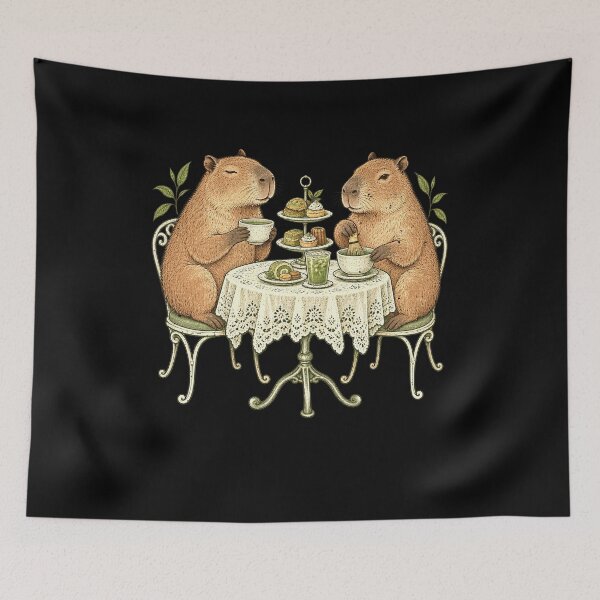 Item preview, Capybaras Sharing a Matcha Tea Party designed and sold by elderberry.