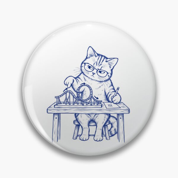 Item preview, A Studious Cat Plans a Roller Coaster designed and sold by elderberry.