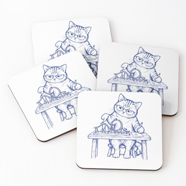 Item preview, A Studious Cat Plans a Roller Coaster designed and sold by elderberry.