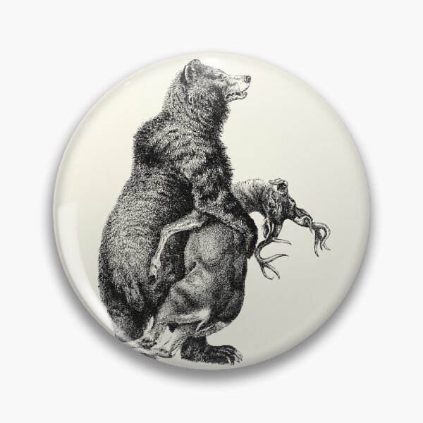 Item preview, Grizzly Bear and Elk, Engraving from Amerika: Eine Allgemeine Landeskunde, Wilhelm Sievers, 1894 designed and sold by Exhumed Archives.