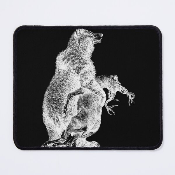 Item preview, Grizzly Bear and Elk, Engraving from Amerika: Eine Allgemeine Landeskunde, Wilhelm Sievers, 1894 (WHITE) designed and sold by Exhumed Archives.