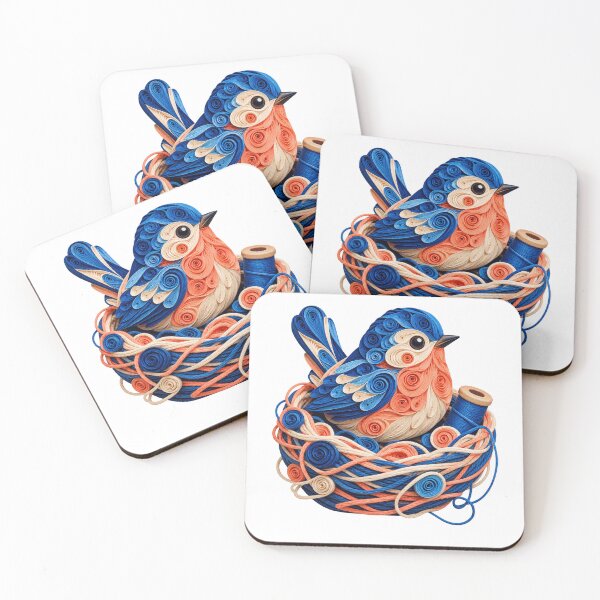 Item preview, Sewing Bird Colorful Quilled Paper Thread Nest Art designed and sold by TeNovaStudio.