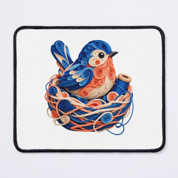 Item preview, Sewing Bird Colorful Quilled Paper Thread Nest Art designed and sold by TeNovaStudio.
