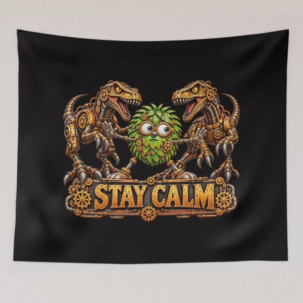 Item preview, Stay Calm Motivational Steampunk Velociraptor Jurassic Park designed and sold by TheThinglings.