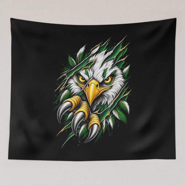 Item preview, Eagle Head Tattoo Style Claws Ripping Through Green Feathers Sports designed and sold by slmfams.