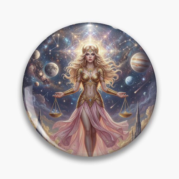 Item preview, Libra Goddess - Celestial Zodiac Fantasy Art with Golden Scales designed and sold by Lucid Dream Pixel.